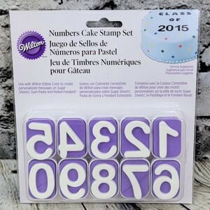 WILTON Classic Number Cake Stamp Set 10 Piece use w/ Rolled Fondant Sugar Sheets